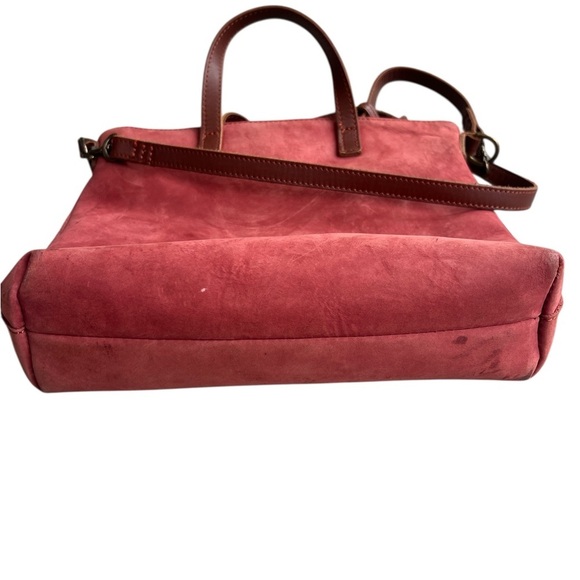 Able red leather minimalist slow fashion top zip tote crossbody purse bag - Picture 6 of 11